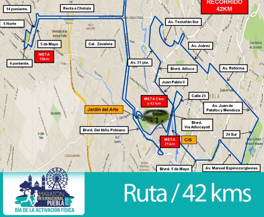 Marathon Puebla 2014: Strecke  - 
jakob.beckeling@yahoo.com